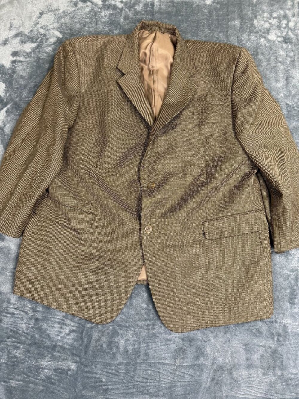 Lauren Ralph Lauren Mens Wool Blazer Brown Check 48S Two-Button Suit Jacket